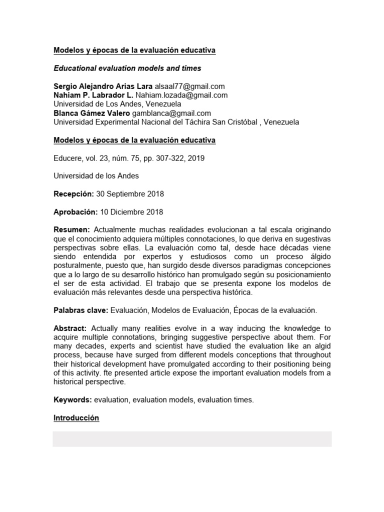 LECTURA 2 Modelos y Épocas de La Evaluación Educativa | PDF ...