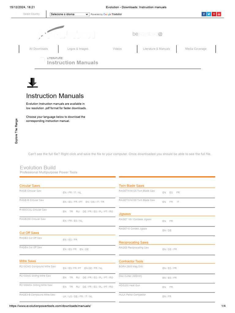 Evolution Power Tools Manual Downloads | PDF | Manufactured Goods ...