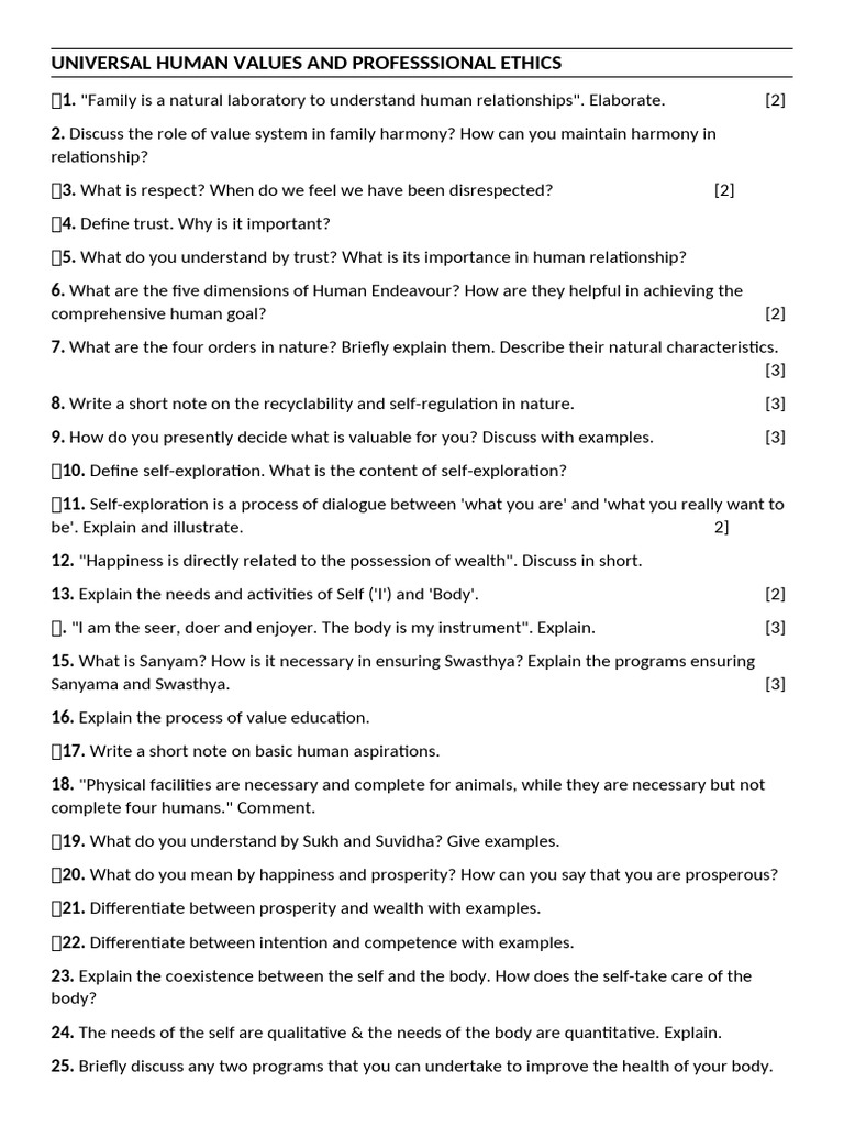 Human Values and Professional Ethics Guide | PDF | Psychology | Social ...