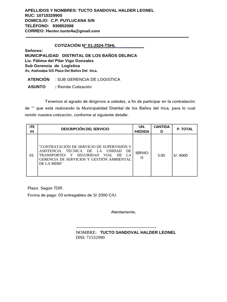 Formato de Cotizacion | PDF
