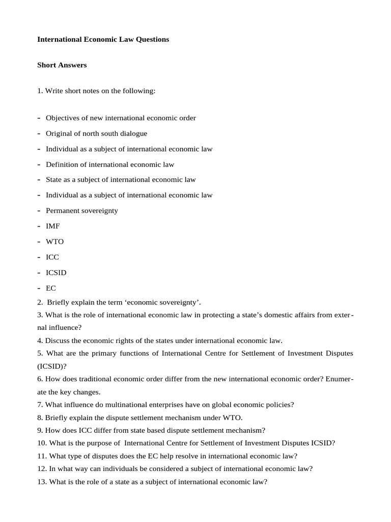 Key Concepts in International Economic Law | PDF | International ...