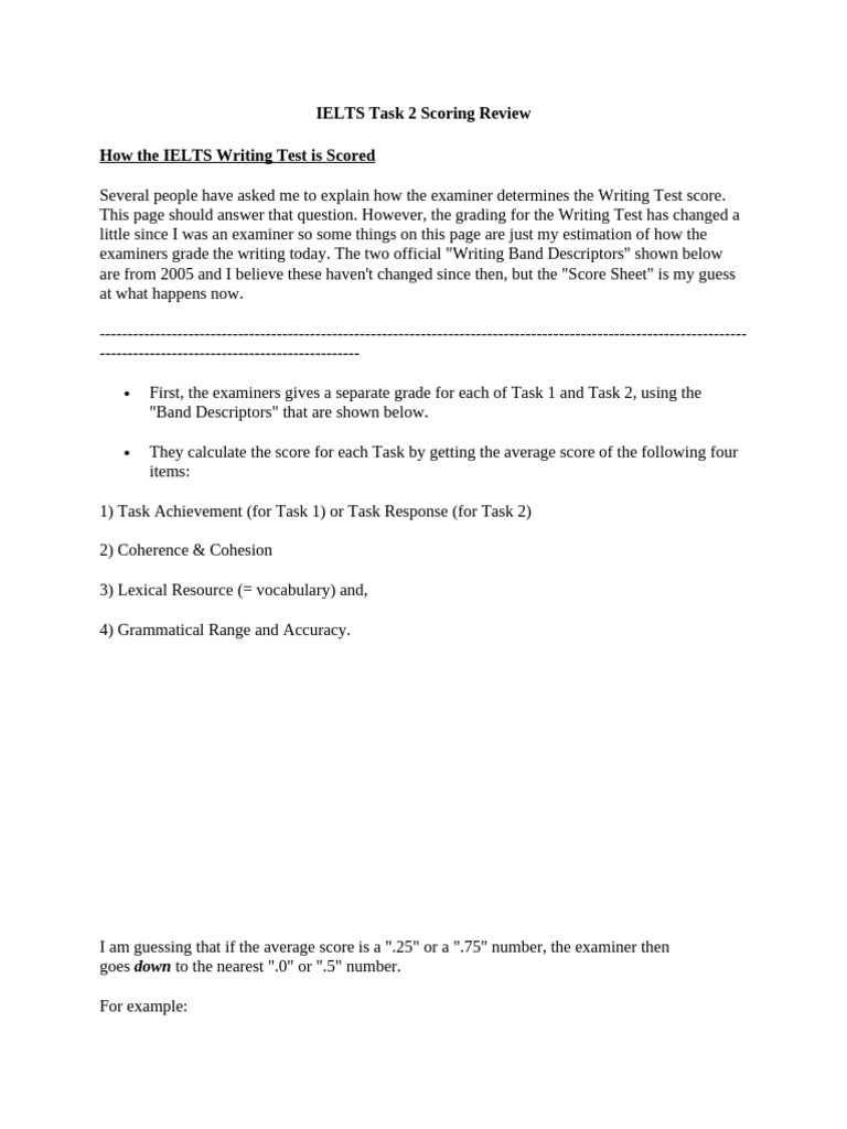 IELTS+Task+2+Scoring+Review | PDF | Essays | Paragraph