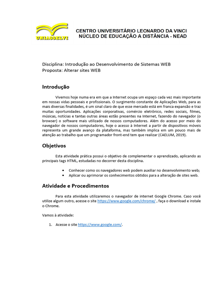 Introdução Ao Desenvolvimento de Sistemas Web ADS07 | PDF | Rede ...