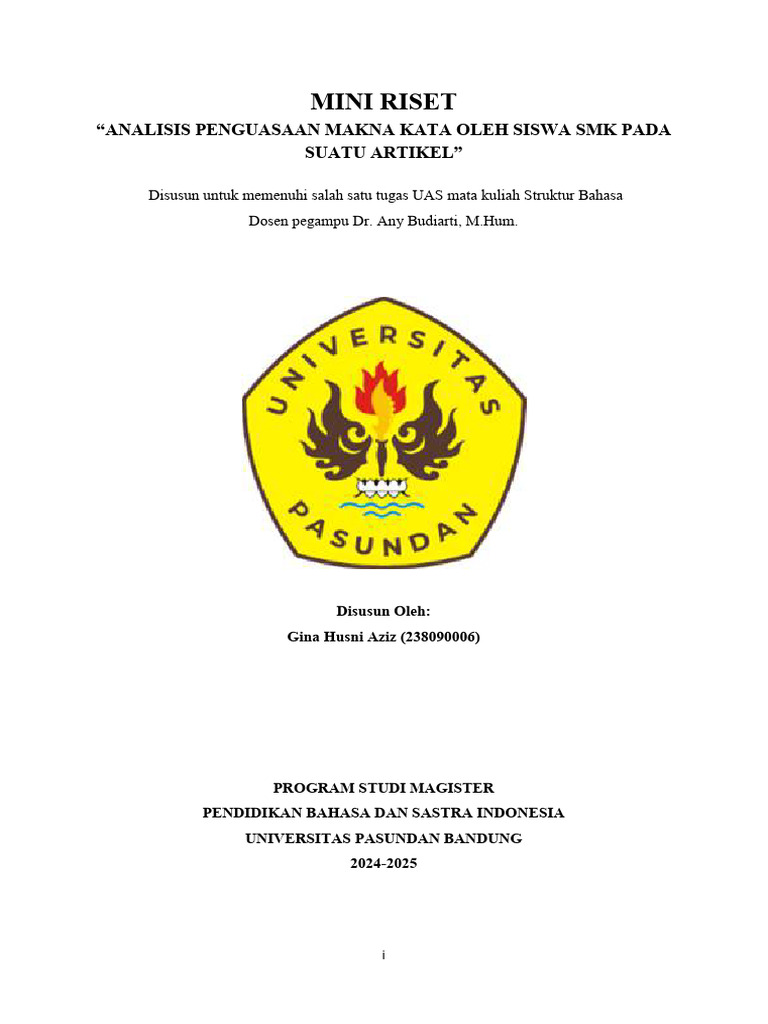 Mini Riset Struktur Bahasa-Gina | PDF