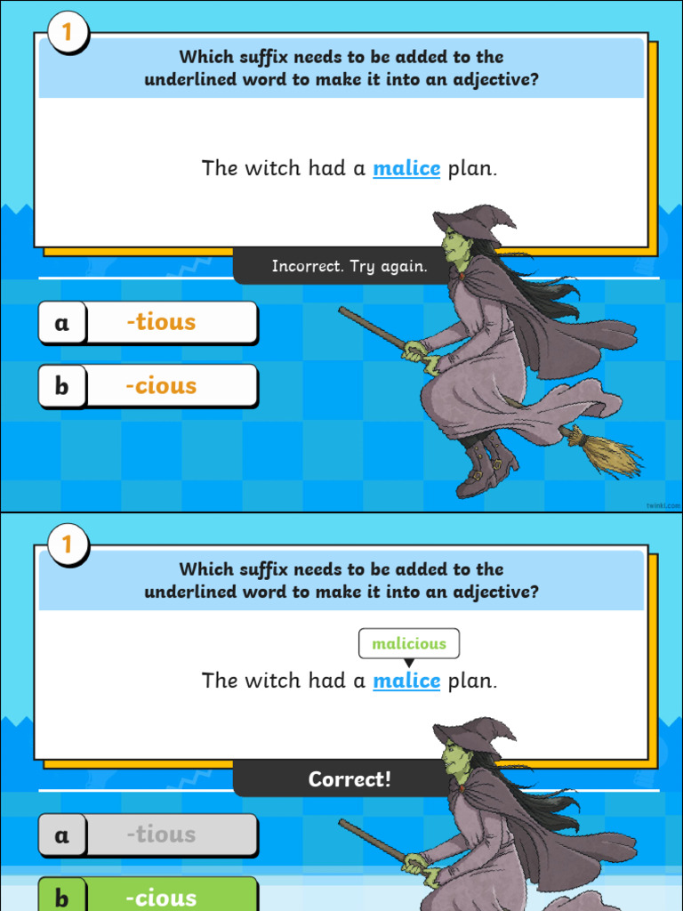 Adjective Suffix Quiz: -tious vs -cious | PDF | Semantic Units ...