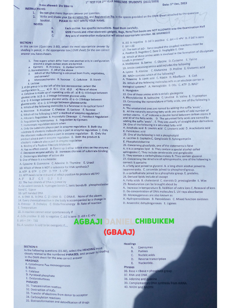 'O27 BIC First Test | PDF