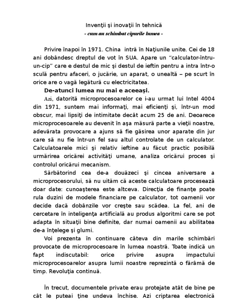 Inventii Si Inovatii in Tehnica | PDF