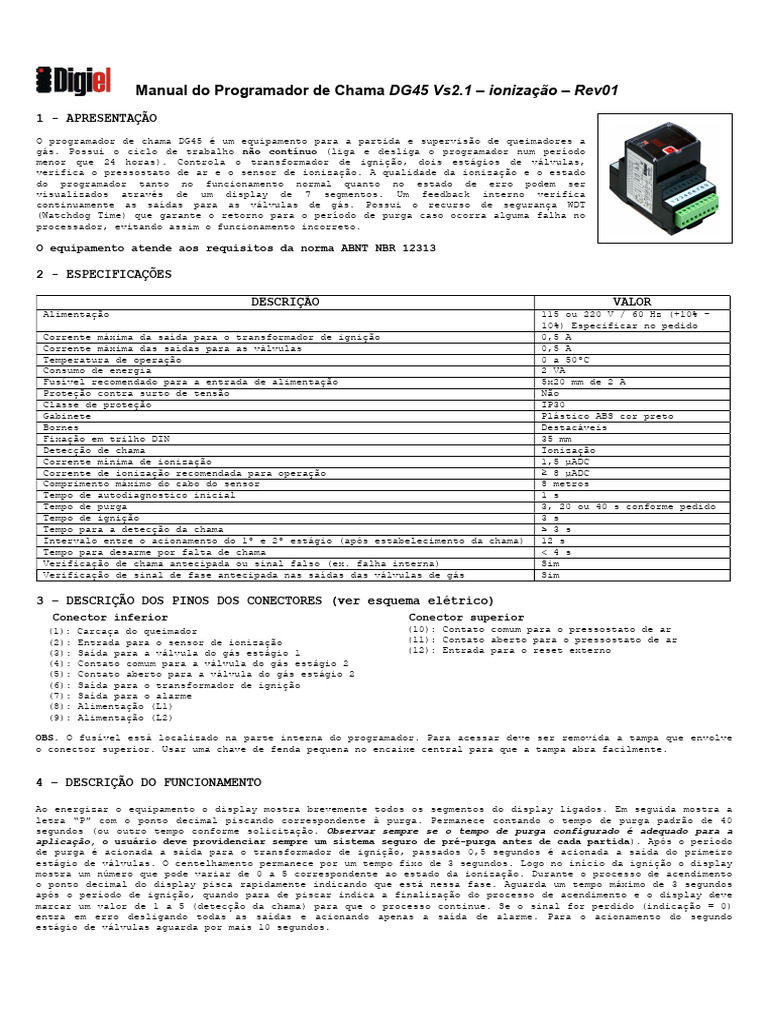 Manual Do Programador de Chama DG45-IO - Vs2.1 - Rev01-1 | PDF | Tempo ...