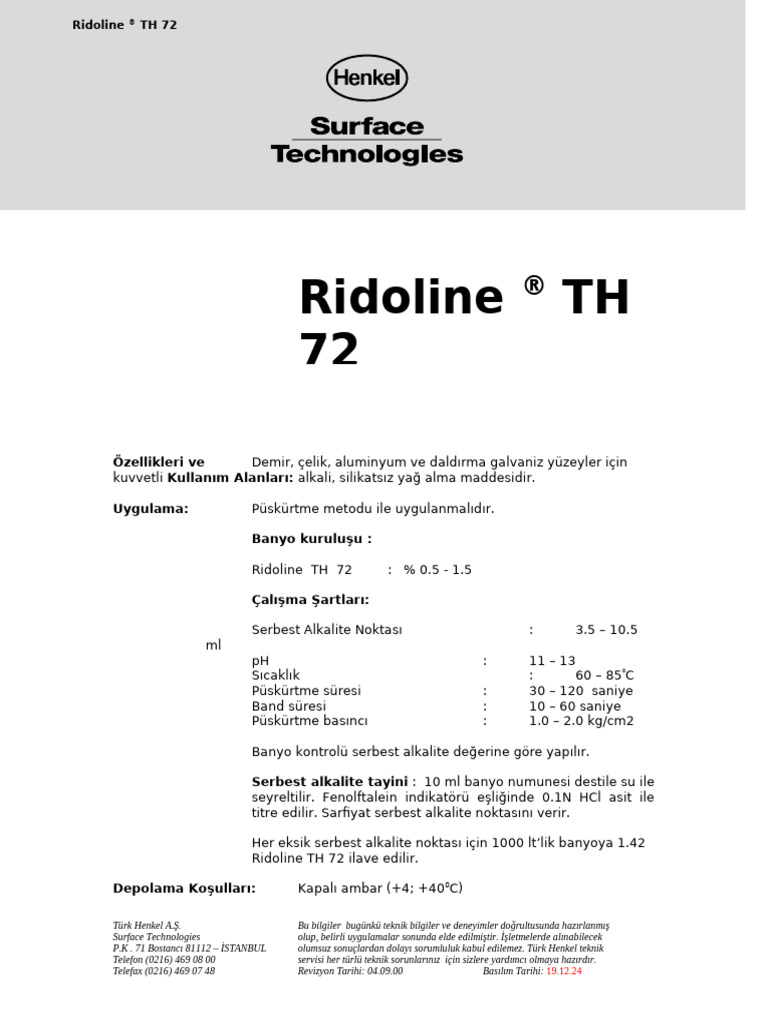 Ridoline TH 72 | PDF