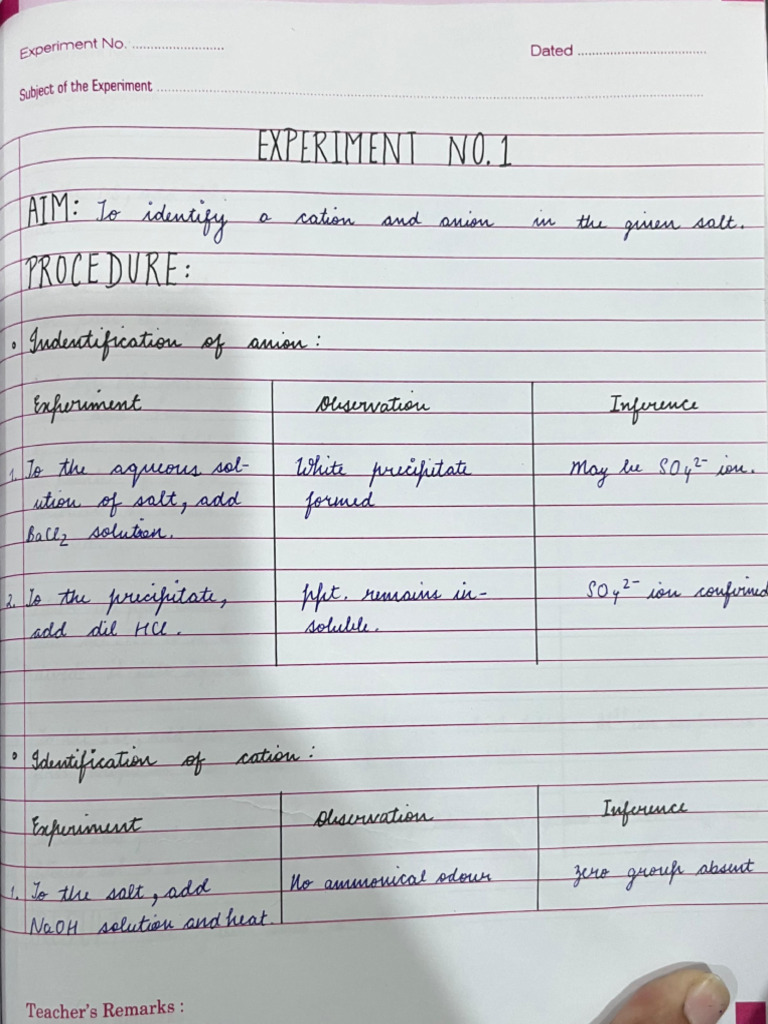 Experiments - 1st To 8th (Chemistry Lab Manual) | PDF