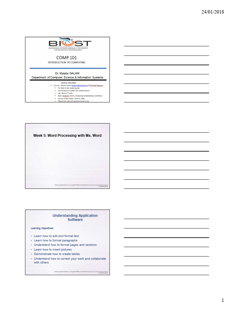 Week 5 Lecture Slides COMP 101 | PDF | Microsoft Word | Button (Computing)