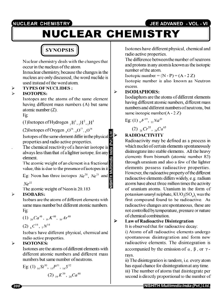 Nuclear Chemistry Pdf