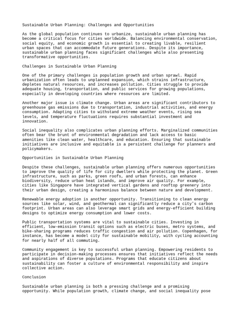 Sustainable Urban Planning Pdf Sustainability Sustainable City