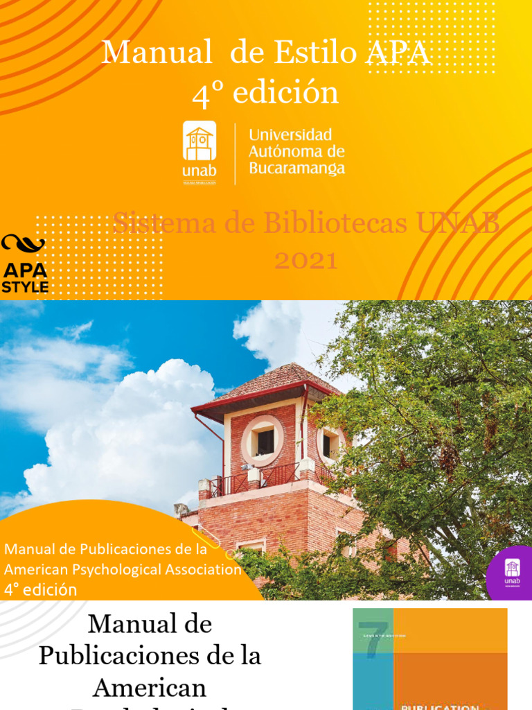 Manual de Estilo APA 4 Edición. Sistema de Bibliotecas UNAB 2021 | PDF ...