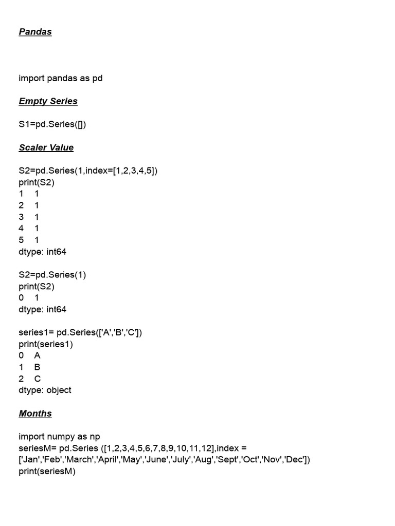 Pandas Series | PDF | Computer Programming | Theory Of Computation
