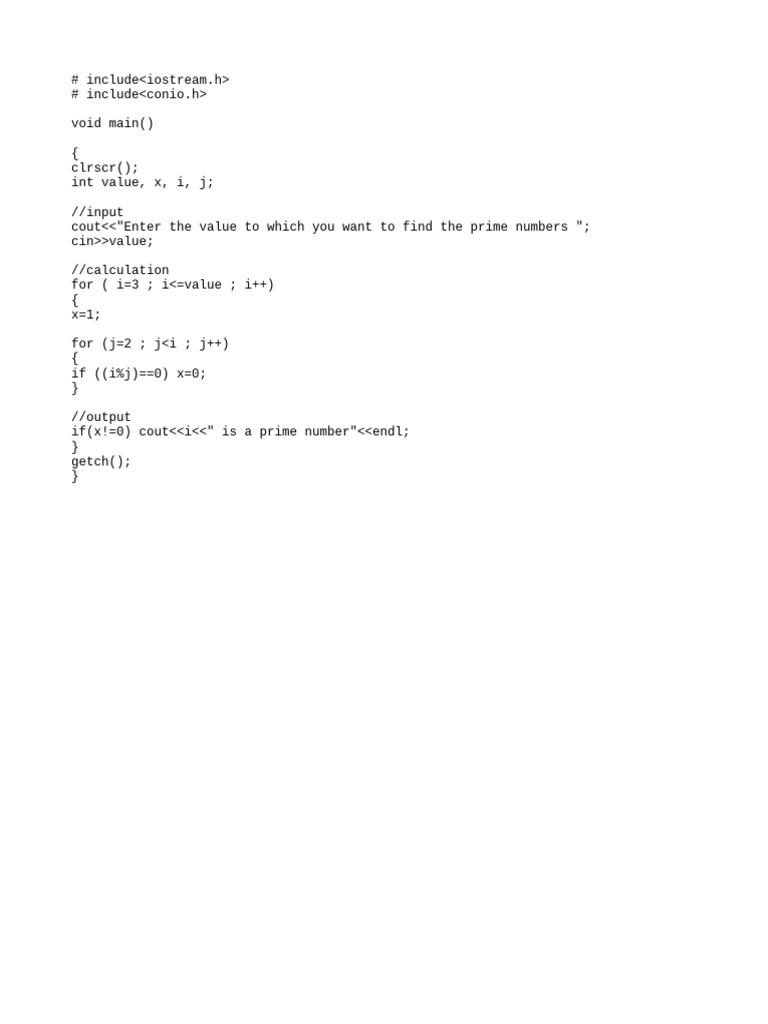 Find Prime Numbers in C++ Code | PDF