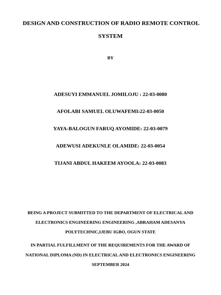 Radio Remote Control System Design | PDF | Radio | Wireless