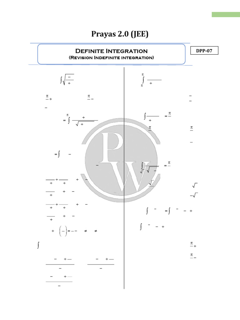 Integration Problems for JEE Preparation | PDF | Calculus | Special ...