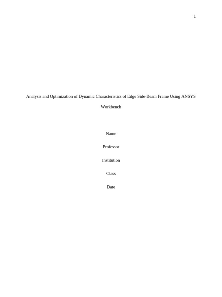 Analysis and Optimization of Dynamic Characteristics | PDF | Strength ...