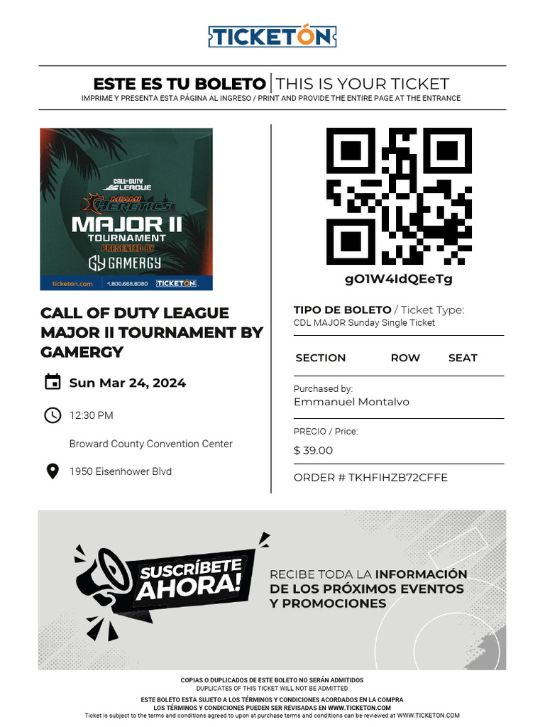 Call of Duty League Major II Ticket | PDF