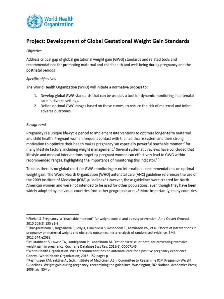 Global Standards for Gestational Weight Gain | PDF | Pregnancy | World ...