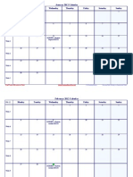 January 2012 Calendar: Monday Tuesday Wednesday Thursday Friday Saturday Sunday