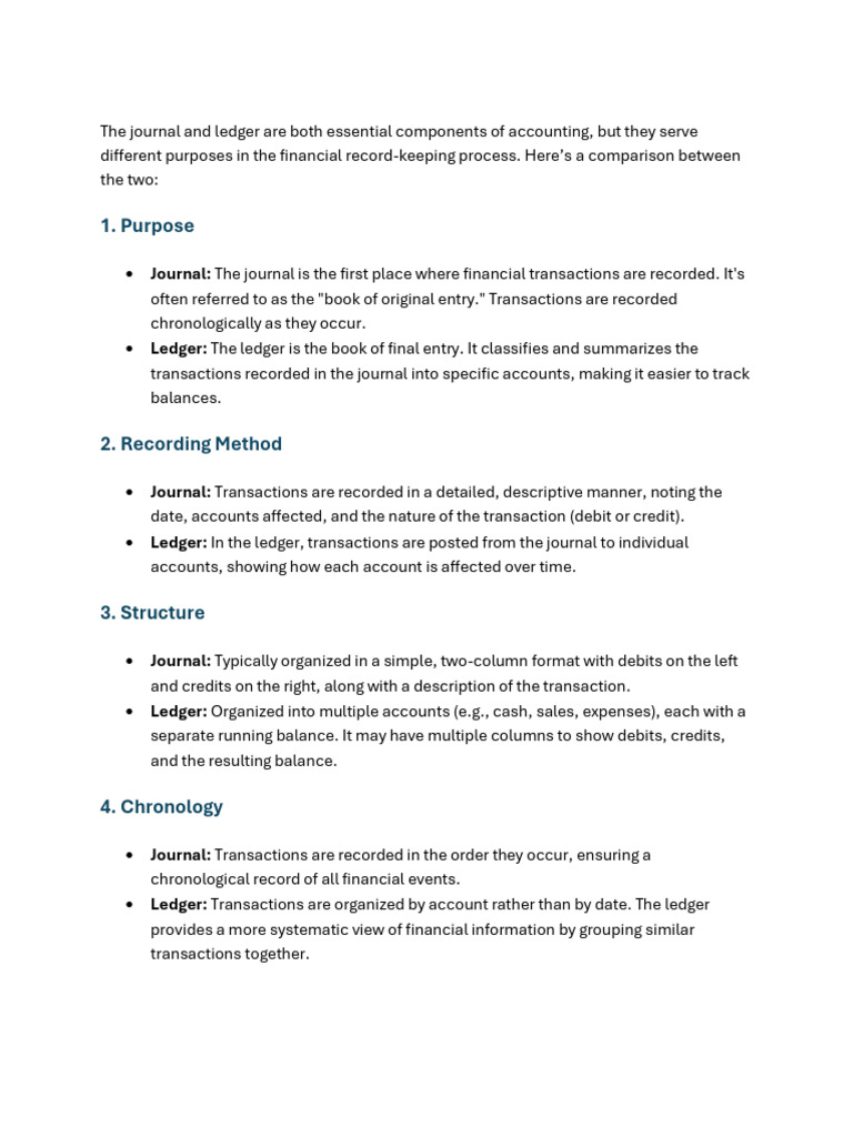 Journal vs. Ledger in Accounting | PDF | Debits And Credits | Business ...