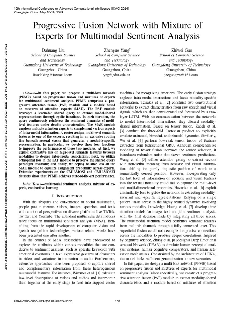 2024 Progressive - Fusion - Network - With - Mixture - of - Experts ...