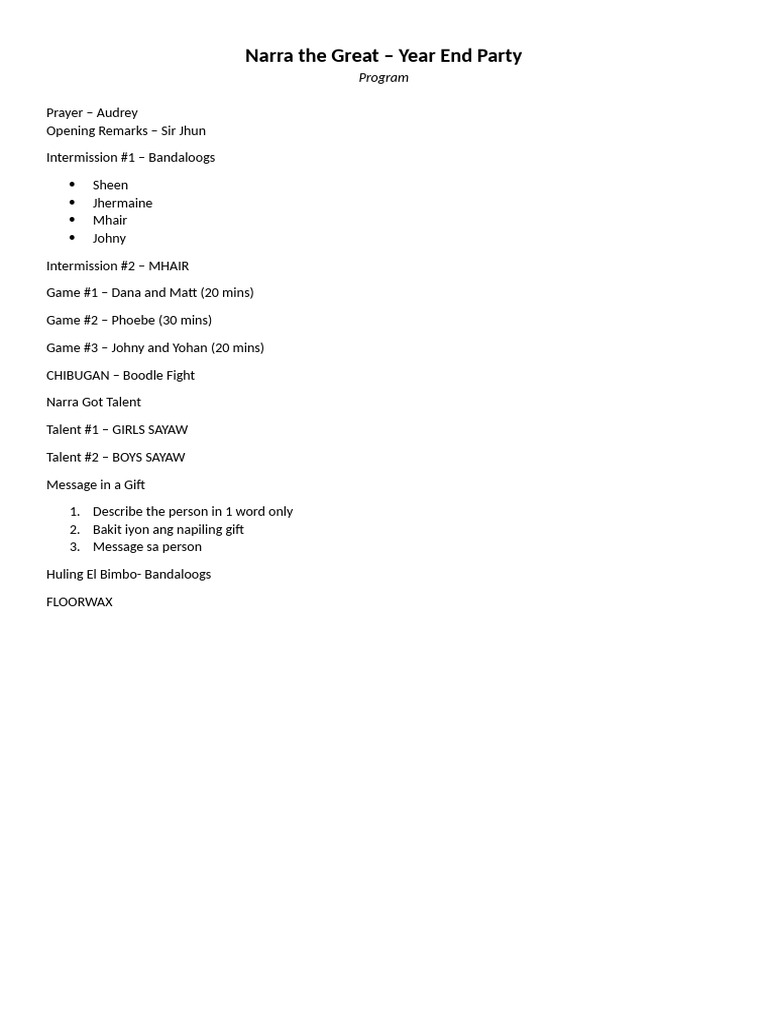 Year end party program pdf