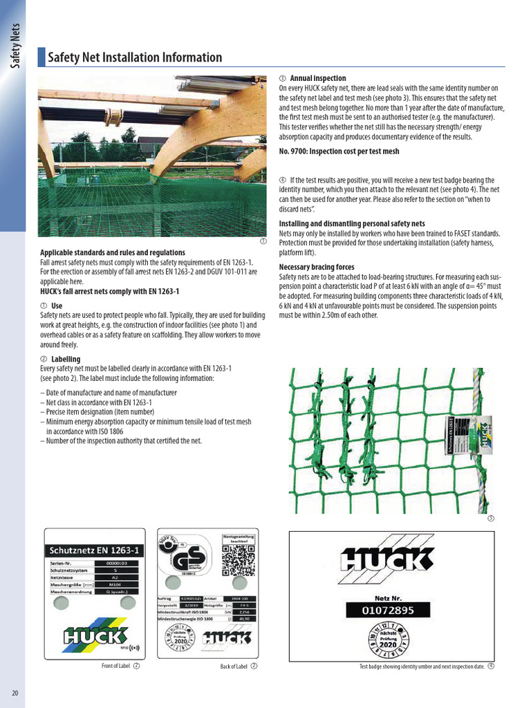 Fall Arrest Safety Nets Guidelines | PDF | Rope