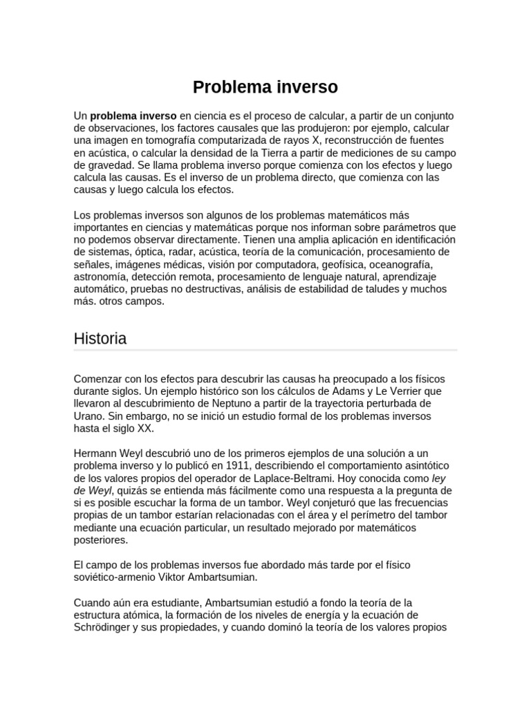 Introducción a Problemas Inversos en Ciencia | PDF | Problema inverso ...