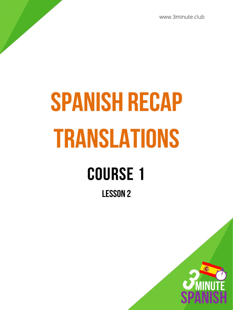 Spanish+Recap+Translations+ +course+1+ +lesson+2 | PDF | Ajedrez