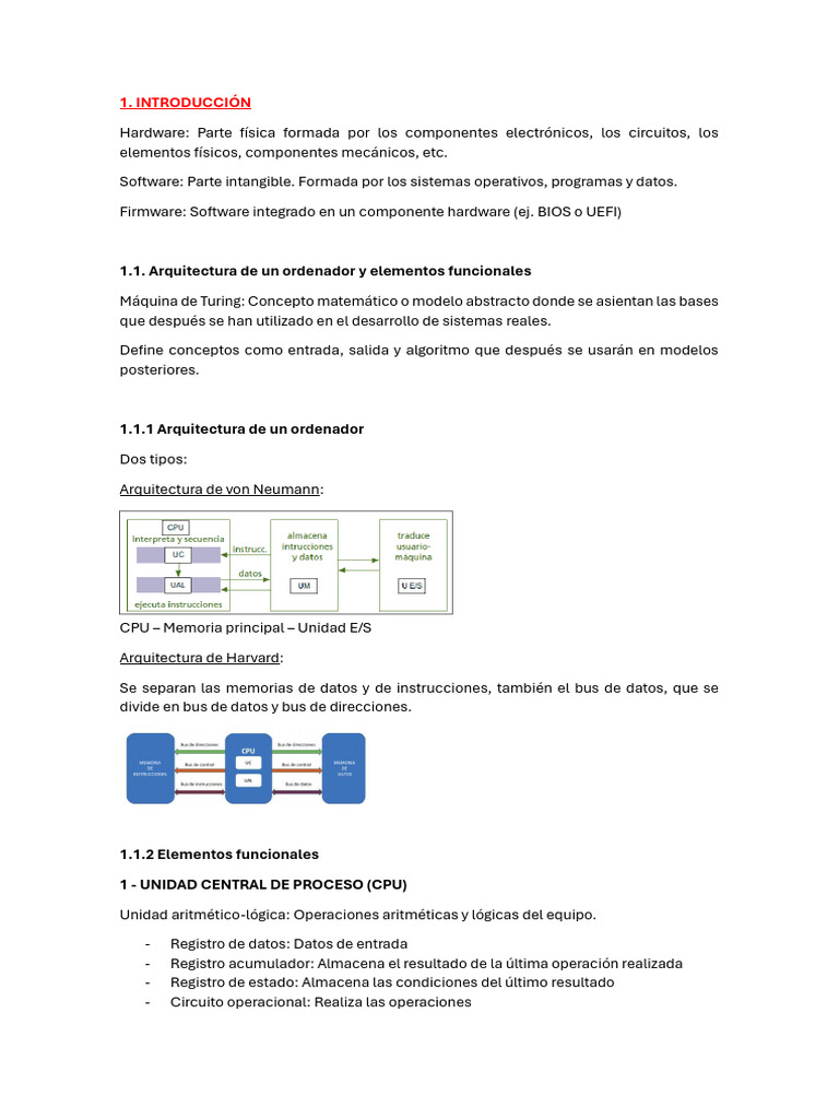 Resumen Tema 1 | PDF | Hardware de la computadora | Almacenamiento de ...