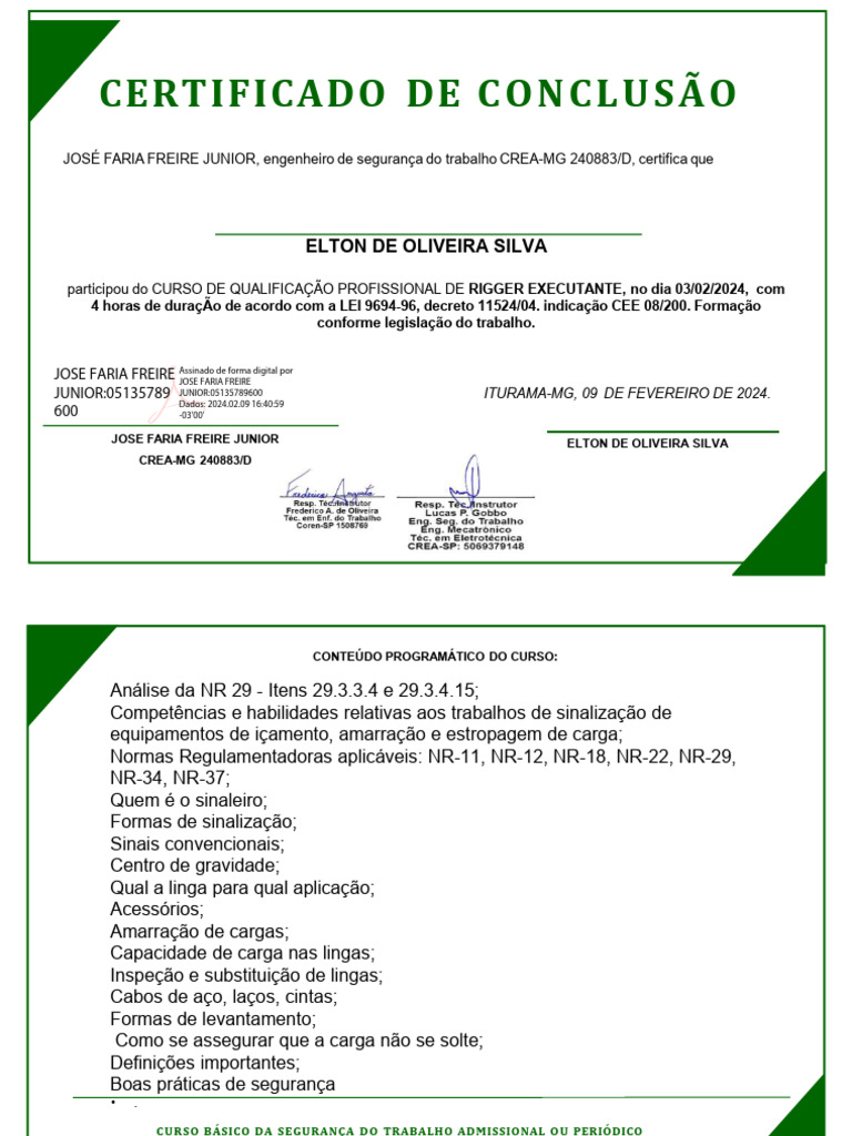 Certificado Rigger | PDF