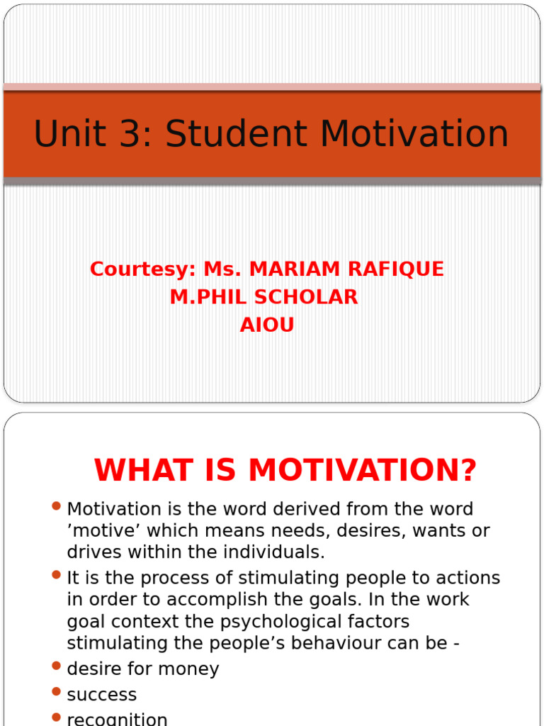 Understanding Student Motivation in Education | PDF | Motivational ...