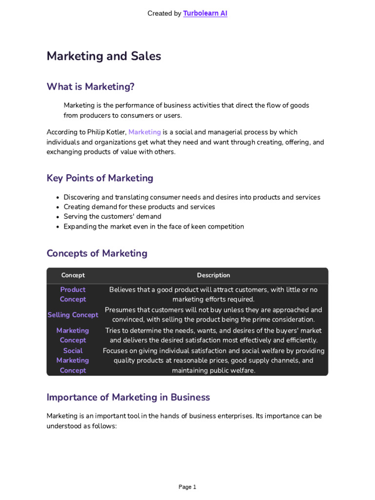 Marketing and Sales | PDF | Marketing | Sales