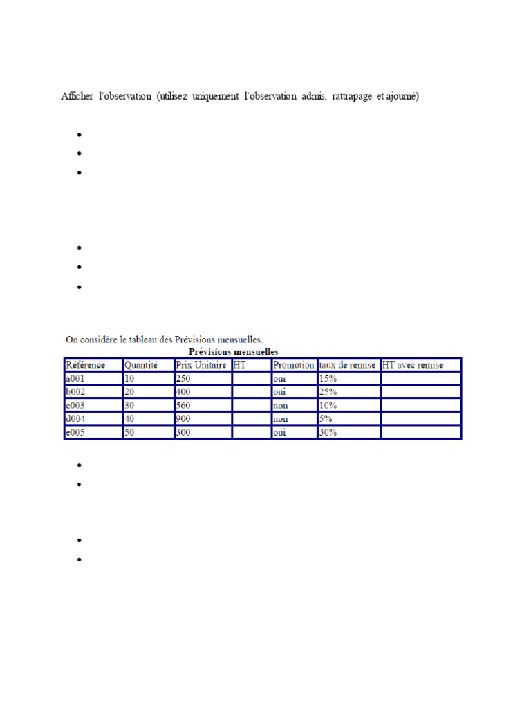 Gestion des notes et calculs de prix HT | PDF