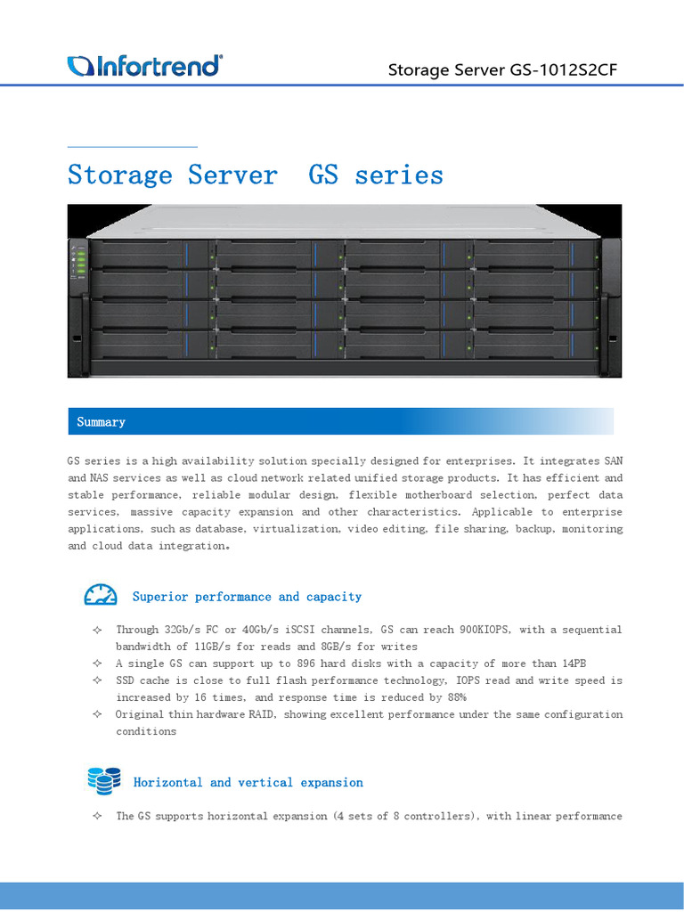 High-Performance Storage Server GS-1012S2CF | PDF | Solid State Drive ...