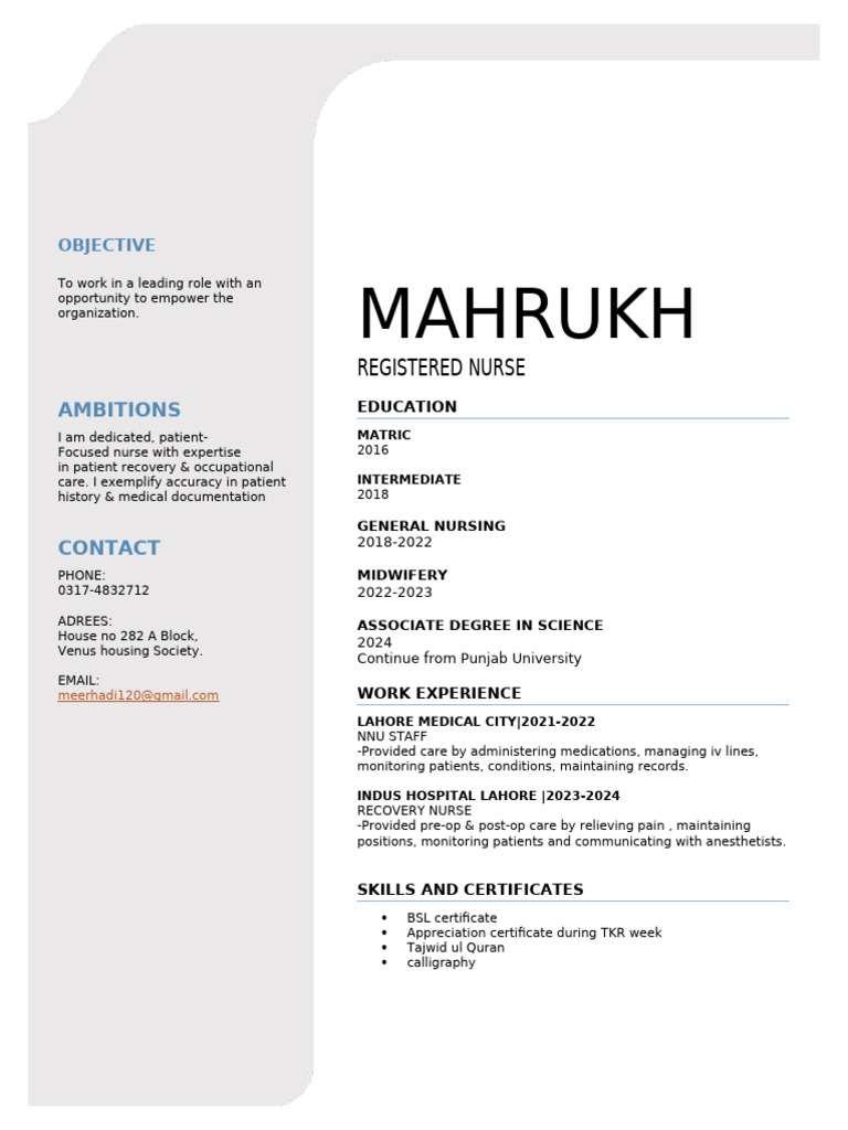 Mahrukh CV | PDF