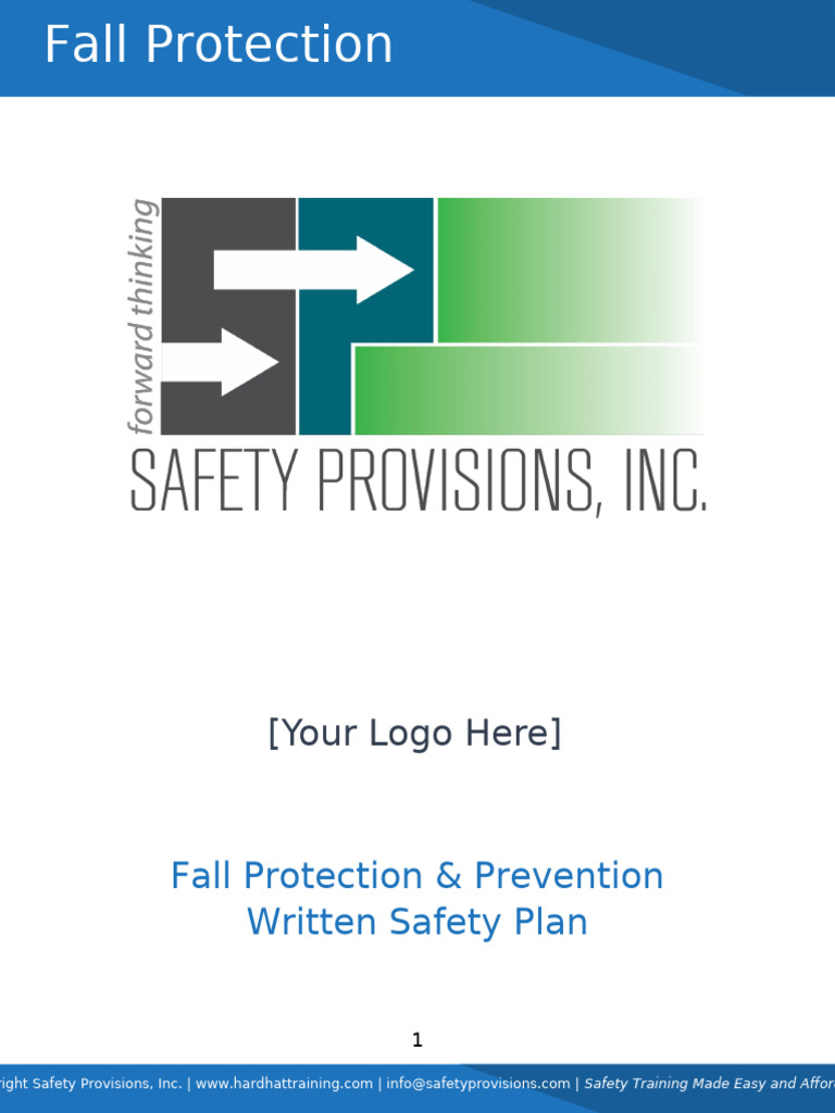 Fall Protection Written Safety Plan | PDF | Occupational Safety And ...