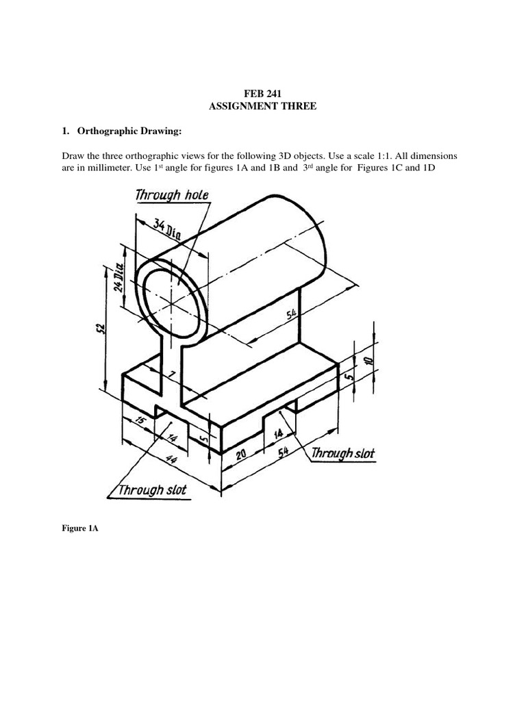 Orthographic Drawing Assignment Guide | PDF