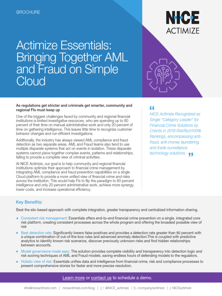 Essentials Fraud and AML Brochure | PDF | Analytics | Regulatory Compliance