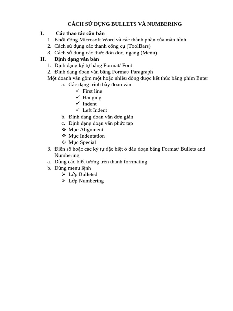 Bài 6 S D NG Bullets & Numbering | PDF