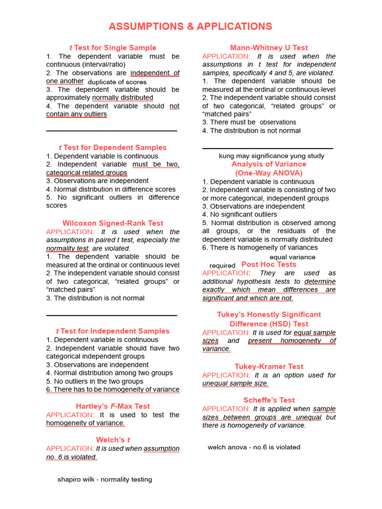 T-Test Assumptions and Applications | PDF | Student's T Test | Analysis ...