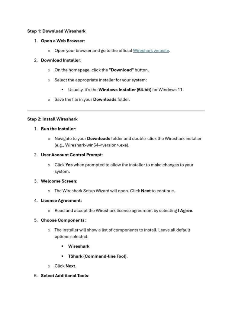 Wireshark Installation and Setup Guide | PDF | Installation (Computer ...