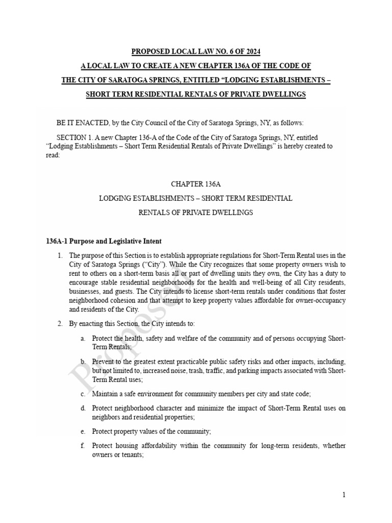 Proposed Local Law No. 6 - STR - Final -20241206 | PDF | License | Lease