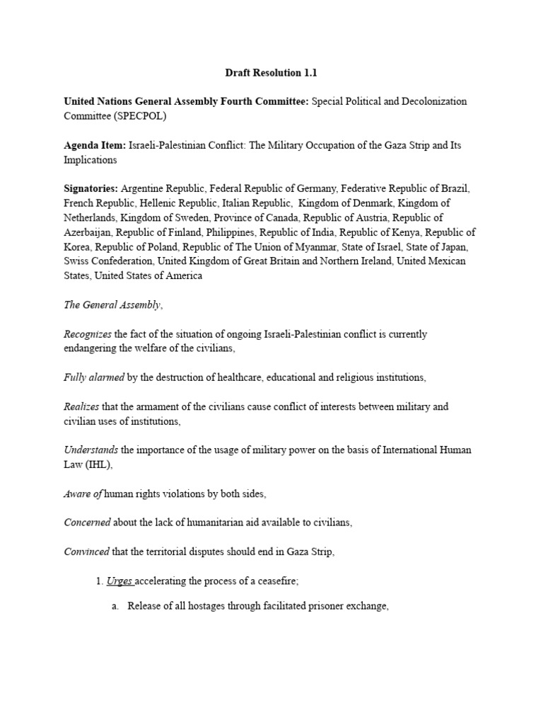 UN Resolution on Gaza Strip Conflict | PDF | International Red Cross ...