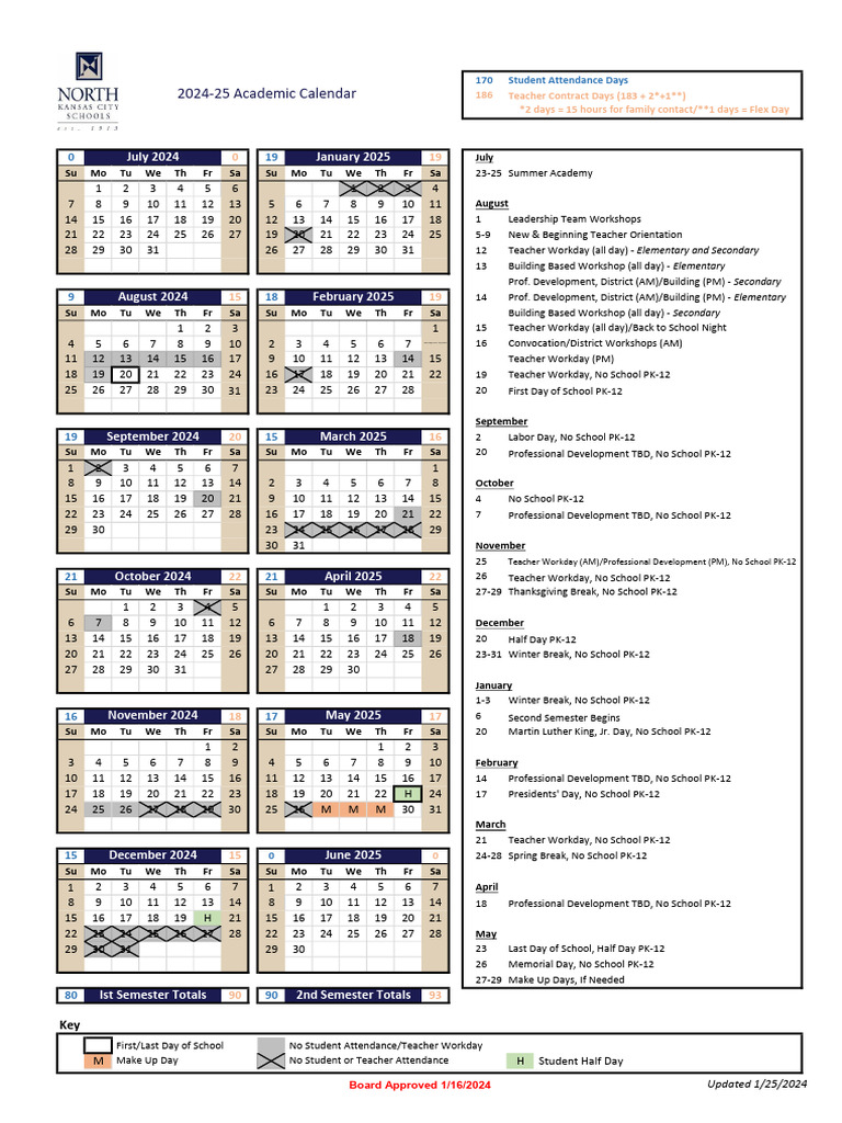 2024-25 Academic Calendar Traditional | PDF