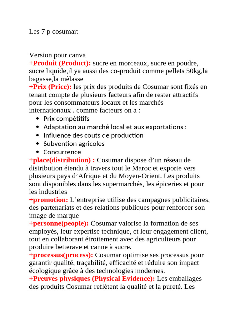 Stratégies marketing de Cosumar en sucre | PDF | Sucre | Régime et ...