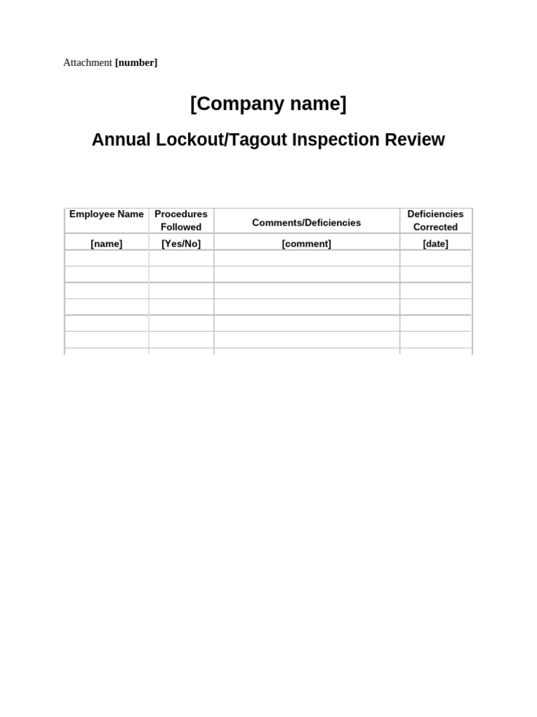 Annual Lockout Tagout Inspection Review | PDF
